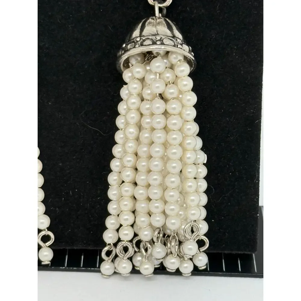 VINTAGE Avon Pearl Tassel Rhinestone Earrings Art Deco Gatsby Old Hollywood Glam